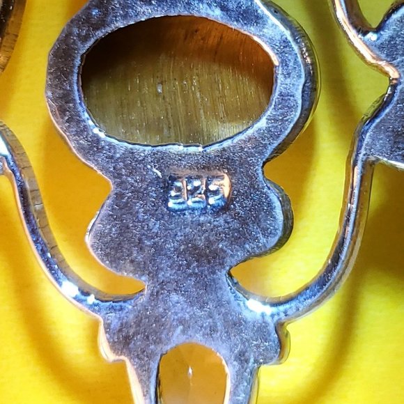 TIGER EYE CITRINE &PEARL STERLING SILVER PENDANT - Picture 5 of 6